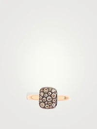 Large Sabbia 18K Rose Gold Ring With Brown Diamonds