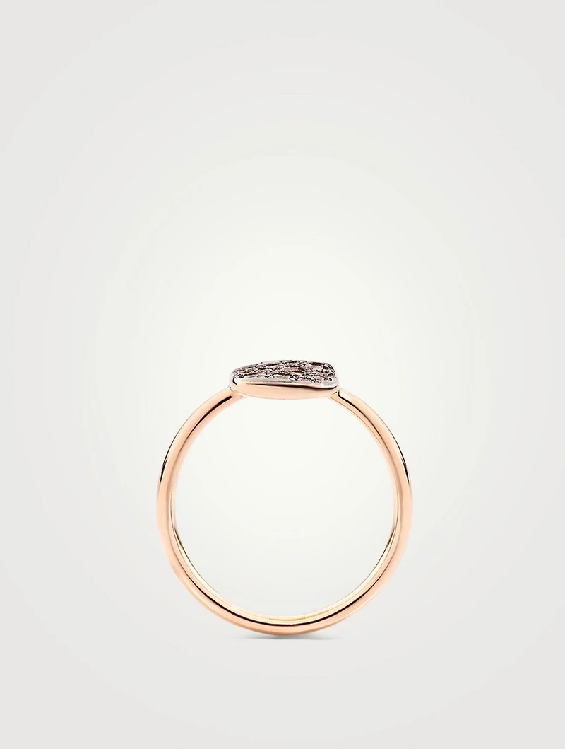 Large Sabbia 18K Rose Gold Ring With Brown Diamonds