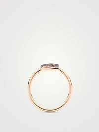 Large Sabbia 18K Rose Gold Ring With Brown Diamonds