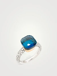 Classic Nudo 18K White And Rose Gold Ring With Multicolour Stones