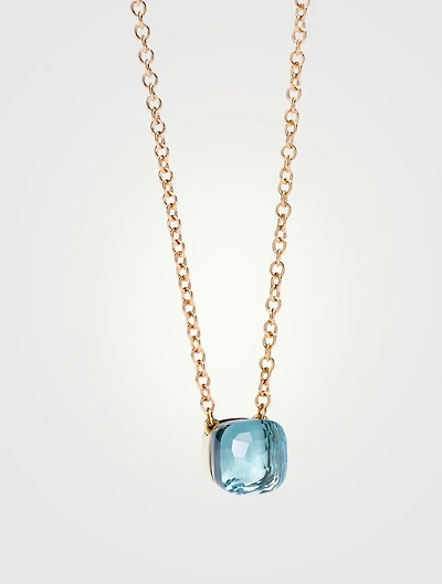 Nudo 18K Rose And White Gold Pendant Necklace With Sky Blue Topaz
