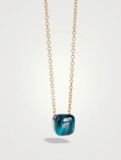 Nudo 18K Rose And White Gold Pendant Necklace With London Blue Topaz