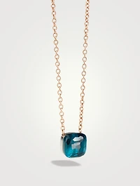 Nudo 18K Rose And White Gold Pendant Necklace With London Blue Topaz