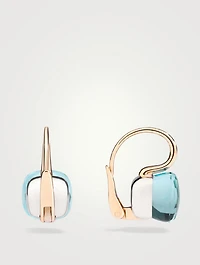 Classic Nudo 18K Rose And White Gold Earrings With Sky Blue Topaz