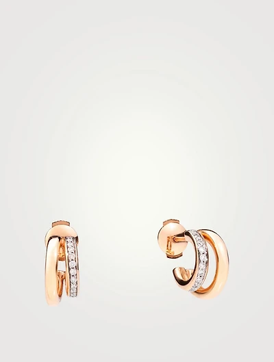 Iconica 18K Rose Gold Double Hoop Earrings With Diamonds