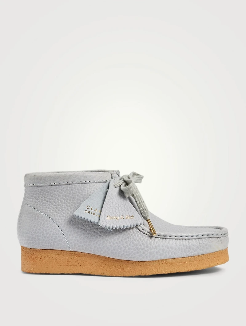 CLARKS ORIGINALS X SPORTY & RICH Wallabee Leather Lace-Up Ankle Boots