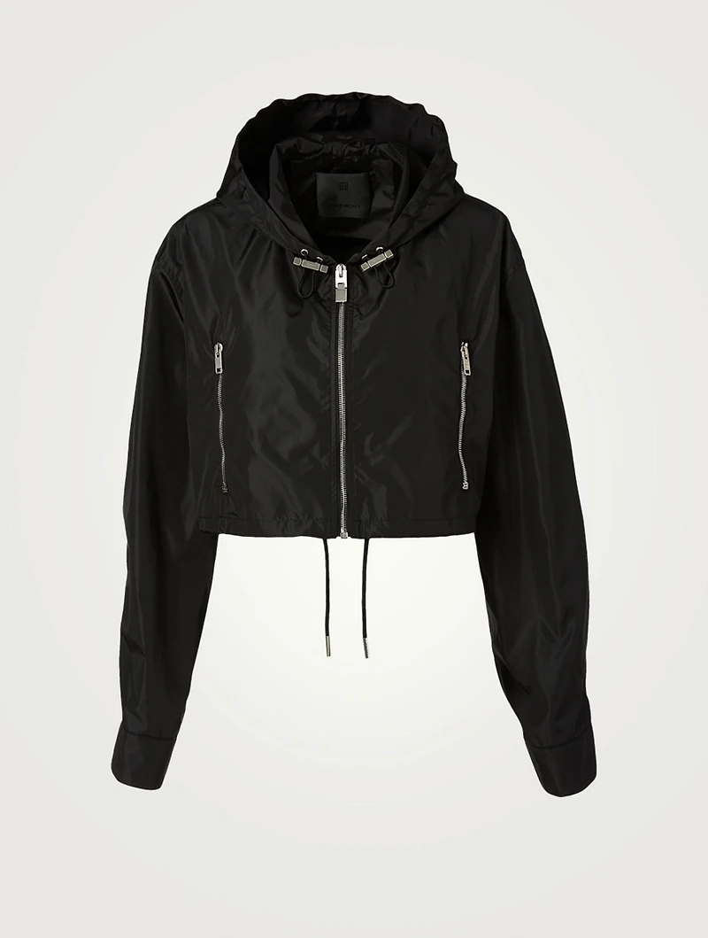 Nylon Cropped Windbreaker Jacket