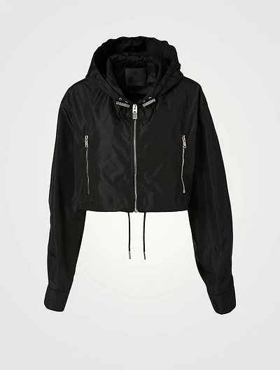 Nylon Cropped Windbreaker Jacket