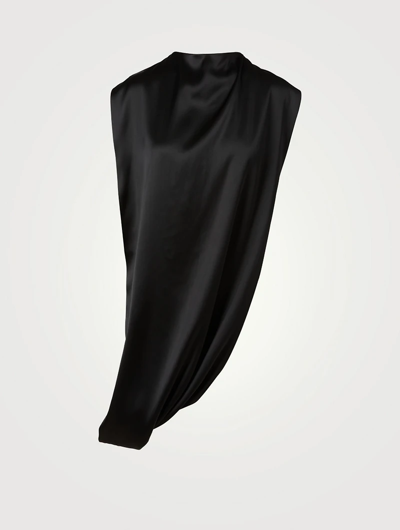 Asymmetrical Drapé Blouse With Jewel Ring