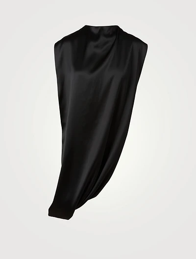 Asymmetrical Drapé Blouse With Jewel Ring