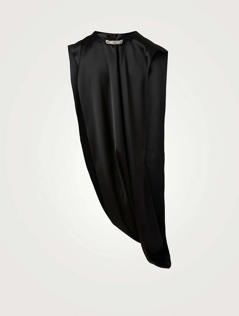 Asymmetrical Drapé Blouse With Jewel Ring