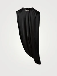 Asymmetrical Drapé Blouse With Jewel Ring
