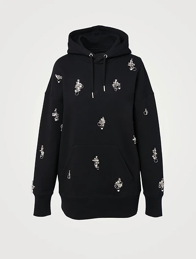 Oversized Hoodie With Jewel Embroidery