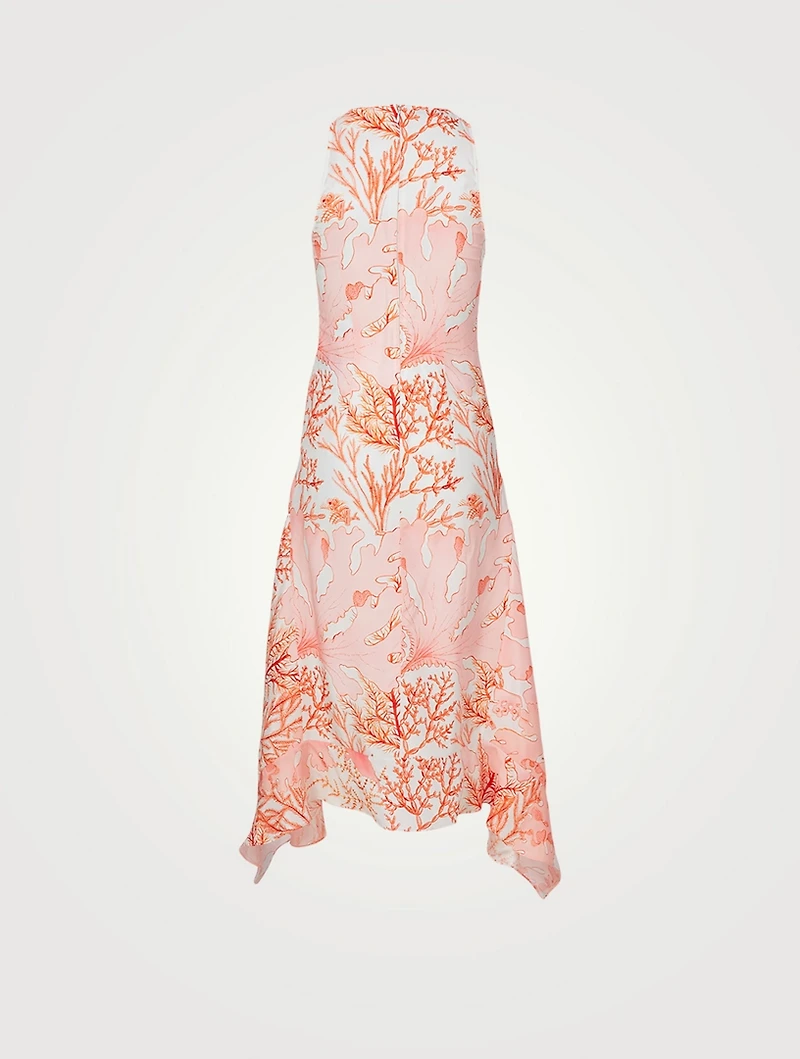 Anabelle Silk Midi Dress Coral Print