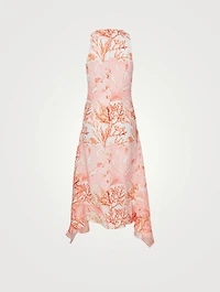 Anabelle Silk Midi Dress Coral Print
