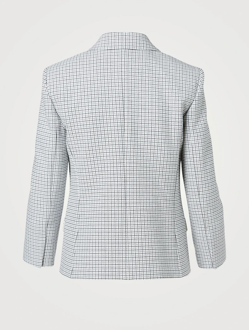 Shrunken Double-Breasted Blazer Grid Print