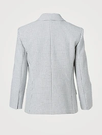 Shrunken Double-Breasted Blazer Grid Print