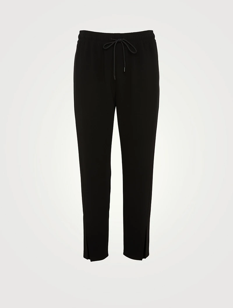 Crepe Slit Drawstring Pants