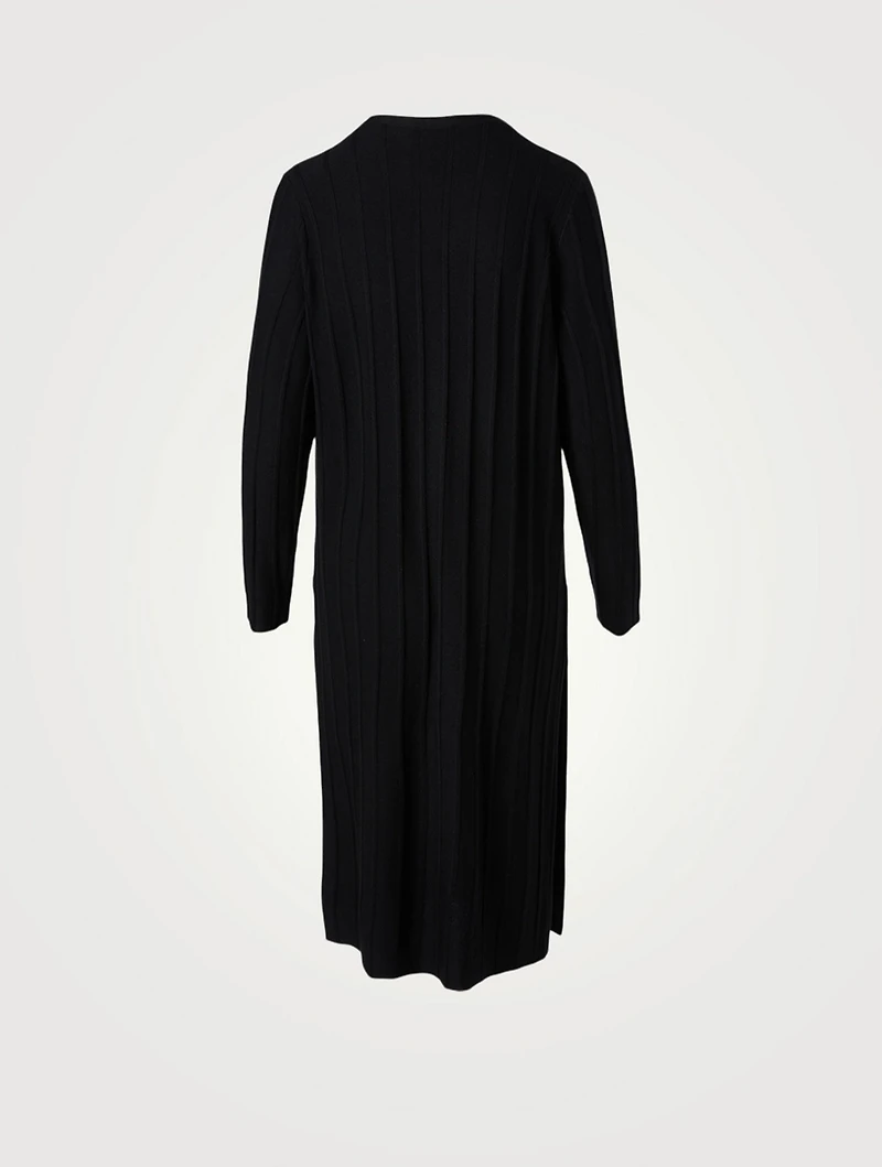 Wool Wide Ribbed Long Cardigan