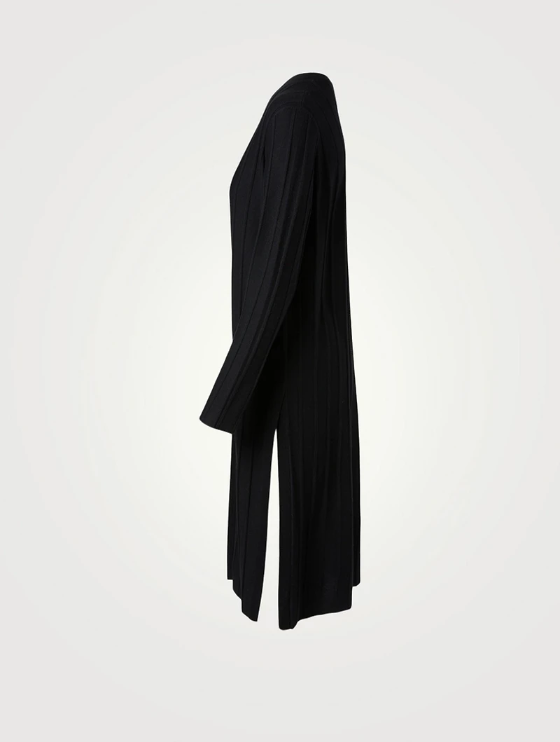 Wool Wide Ribbed Long Cardigan