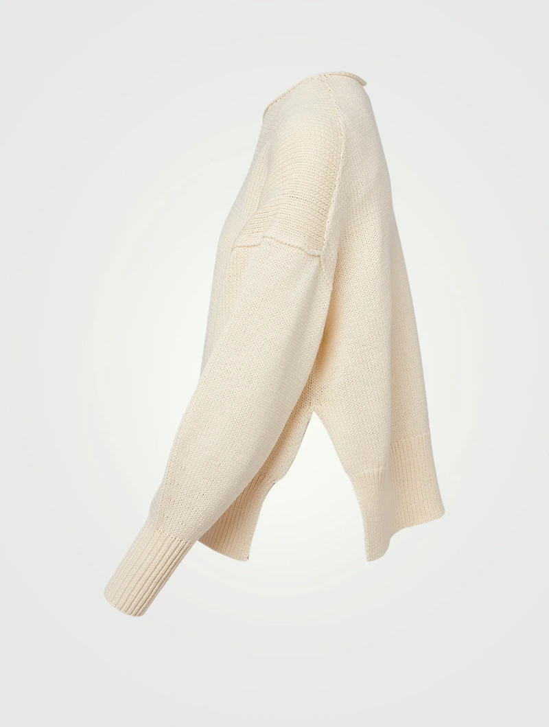 Cotton Chainette Chunky Slit Sweater