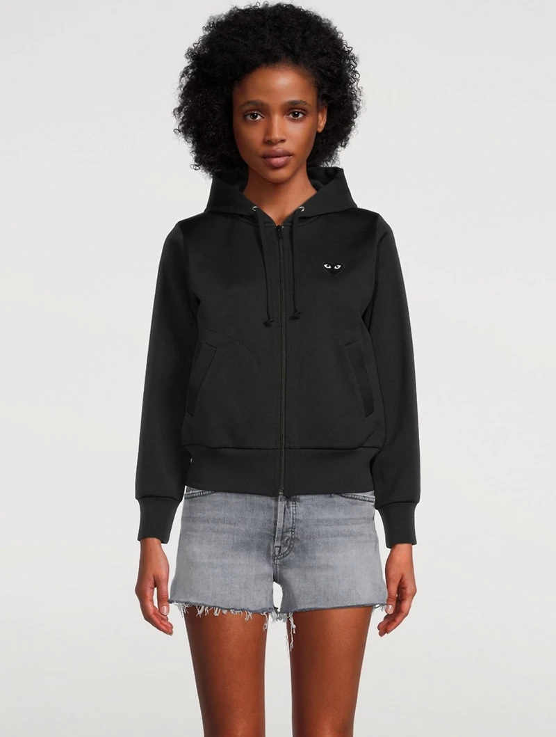 Zip Hoodie With Embroidered Heart