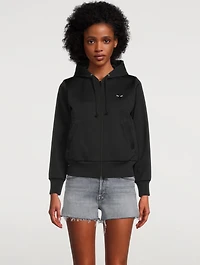Zip Hoodie With Embroidered Heart