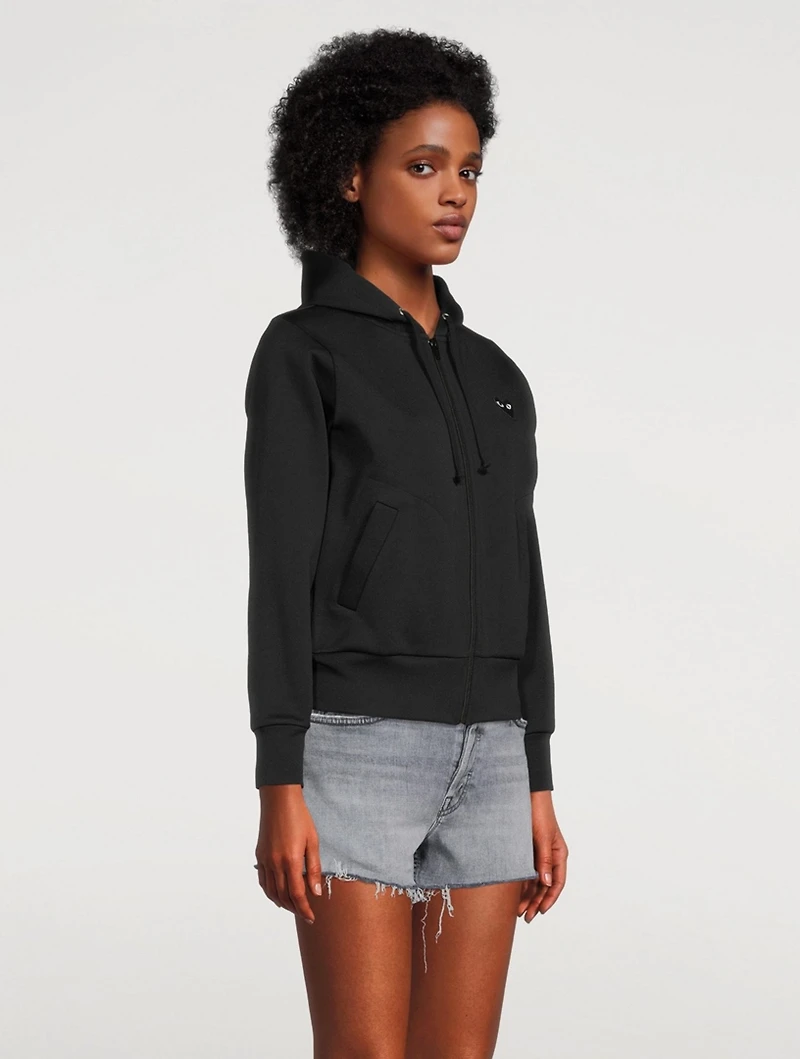 Zip Hoodie With Embroidered Heart
