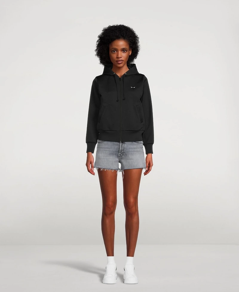 Zip Hoodie With Embroidered Heart