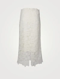Floral Lace Embroidered Midi Skirt