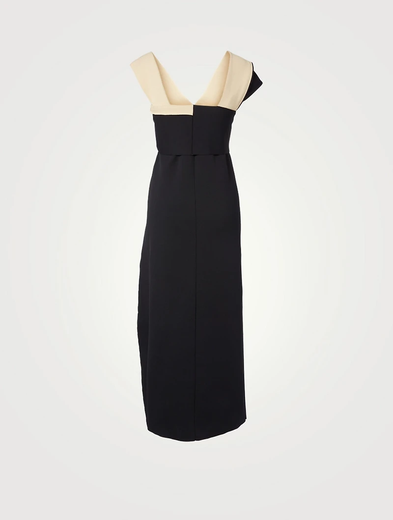 Draped Colourblock Midi Dress