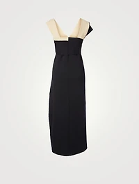 Draped Colourblock Midi Dress