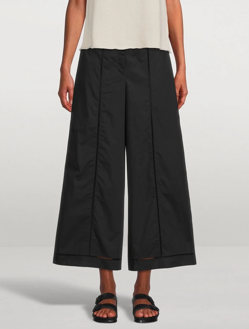 Cotton Eyelet Culotte Pants