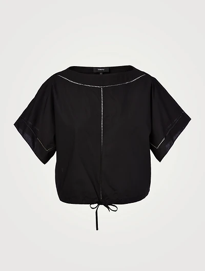 Crop Top With Ladder Eyelet Embroidery