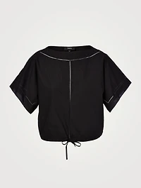 Crop Top With Ladder Eyelet Embroidery