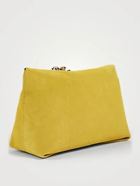 Four-Ring Suede Jewelled Clutch Bag