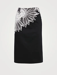 Salby Midi Pencil Skirt With Lace Embroidery