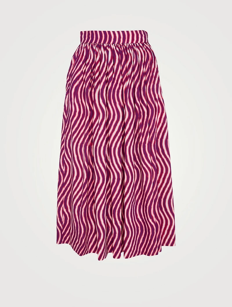 Sita Cotton Midi Skirt Wave Print