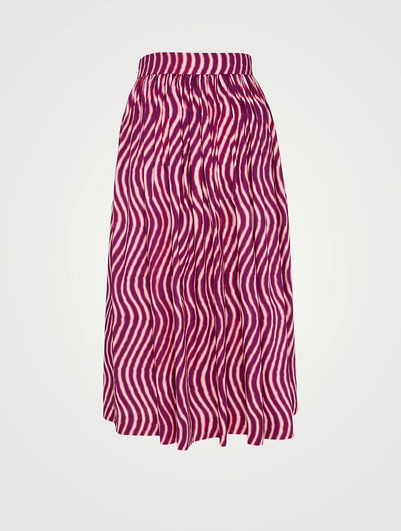 Sita Cotton Midi Skirt Wave Print