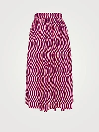 Sita Cotton Midi Skirt Wave Print