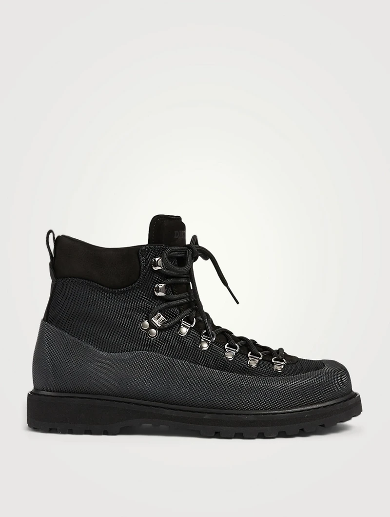 Roccia Vet Fabric And Leather Lace-Up Ankle Boots