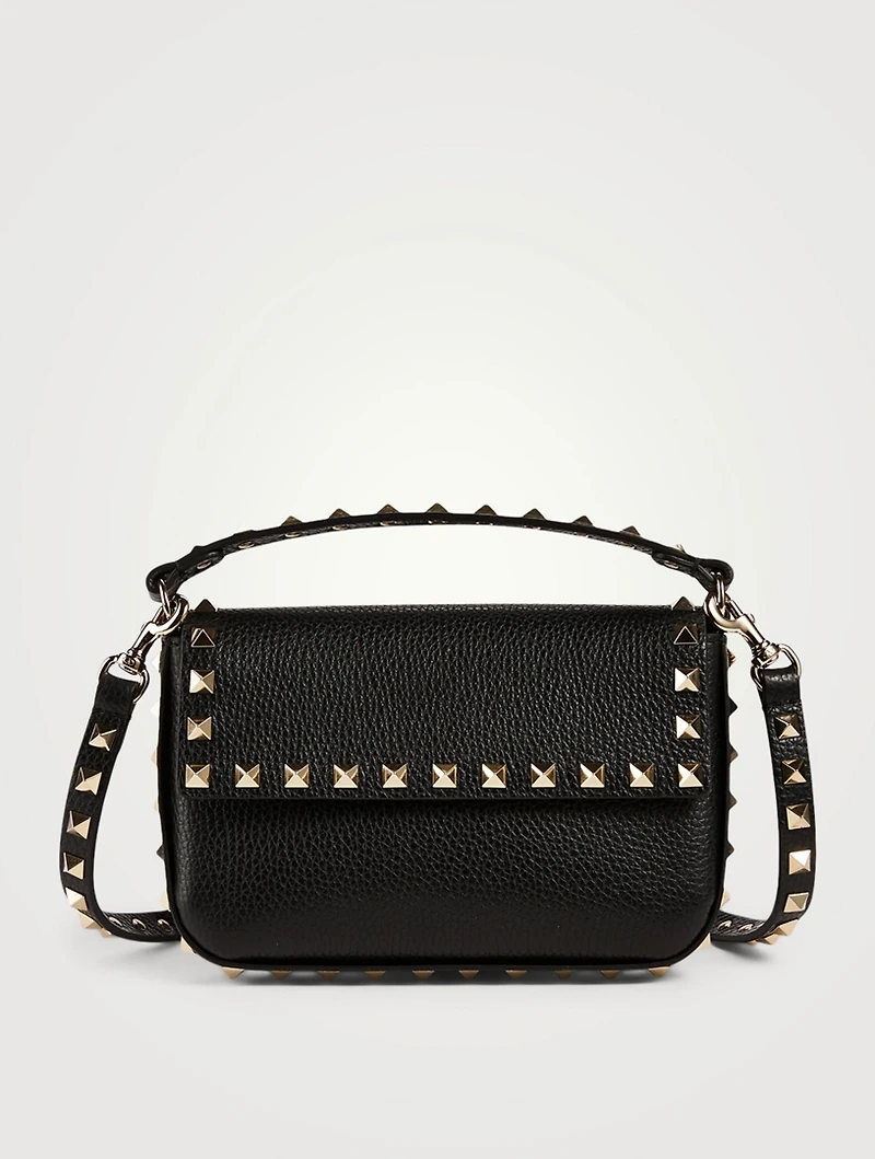Mini Rockstud Leather Top Handle Bag