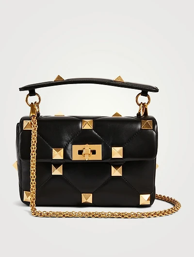 Medium Roman Stud Leather Shoulder Chain Bag