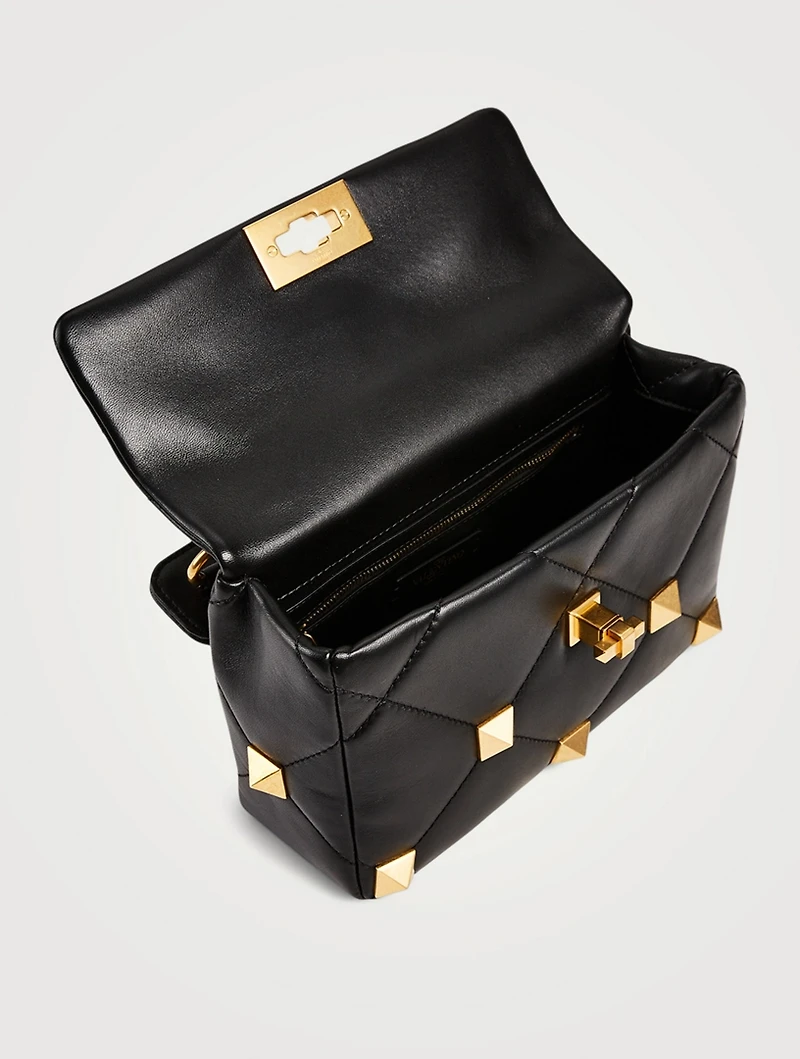 Medium Roman Stud Leather Shoulder Chain Bag