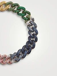 Essential 18K Gold Rainbow Link Bracelet With Diamonds