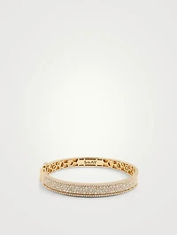 18K Gold Nameplate Bangle Bracelet With Diamonds