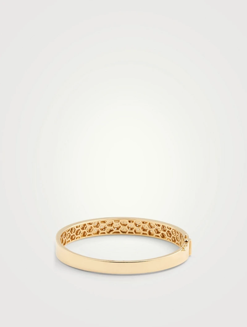 18K Gold Nameplate Bangle Bracelet With Diamonds
