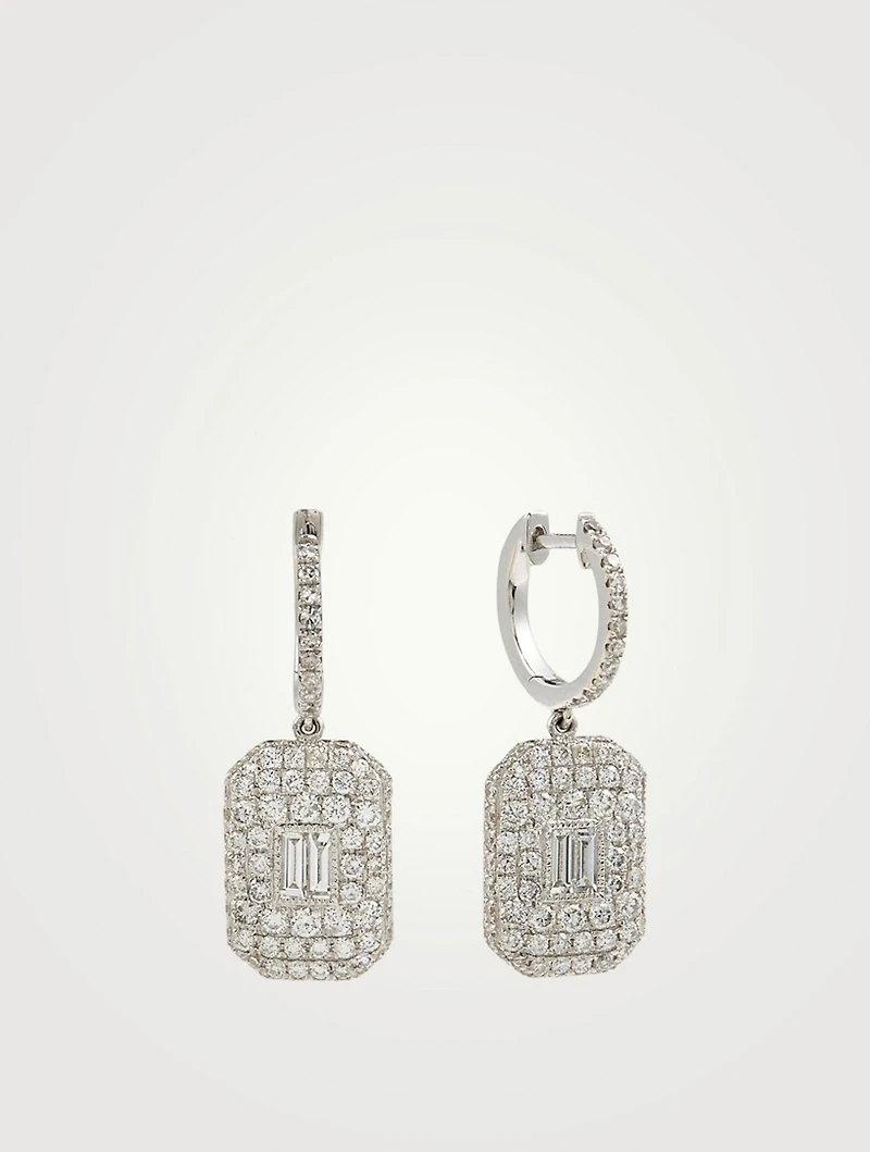 18K White Gold Drop Earrings With Diamonds