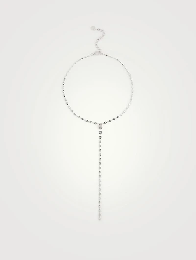 18K White Gold Illusion Y-Drop Necklace With Diamonds