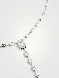 18K White Gold Illusion Y-Drop Necklace With Diamonds